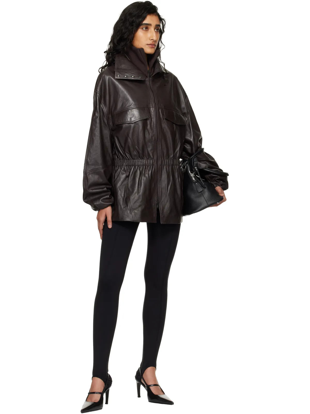 The Frankie Shop Carnaby ファネルネック レザージャケット - 画像4