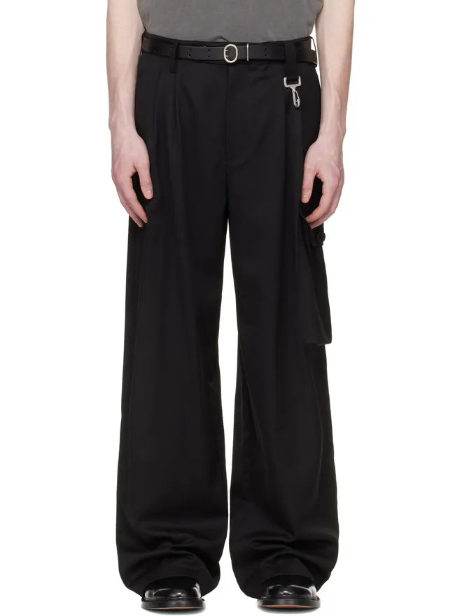 Reese Cooper Reese Cooper ブラック ウール タック カーゴパンツの商品画像
