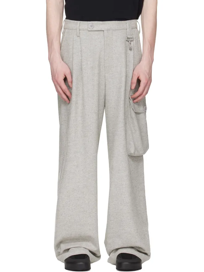 Reese Cooper Reese Cooper グレー ウール ヘリンボーン タック カーゴパンツの商品画像