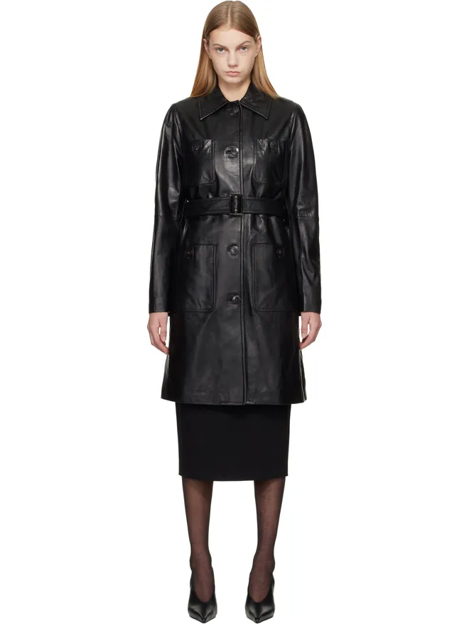 Max Mara Max Mara Mstamaca レザー トレンチコートの商品画像