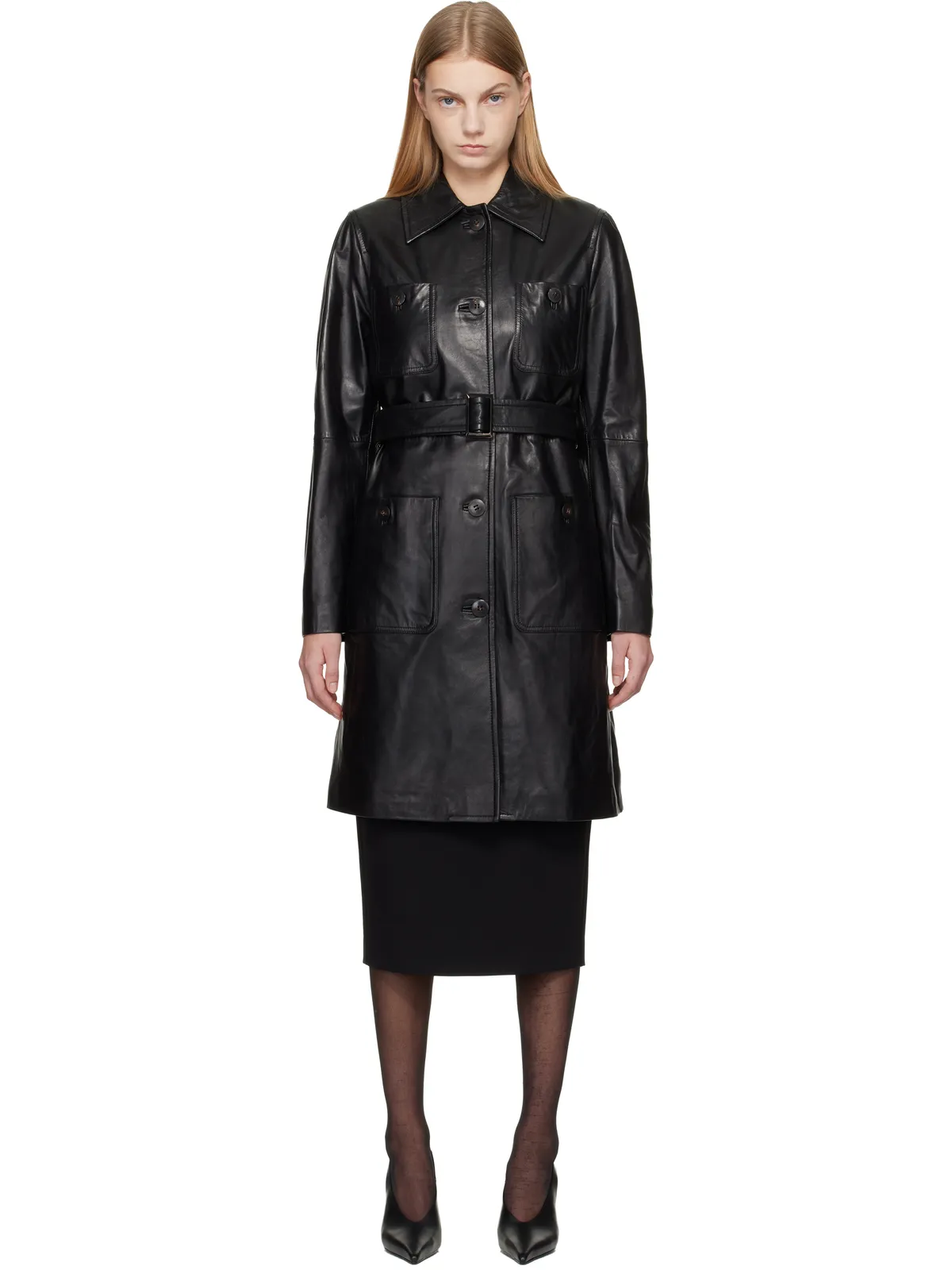 Max Mara Mstamaca レザー トレンチコート - 画像1