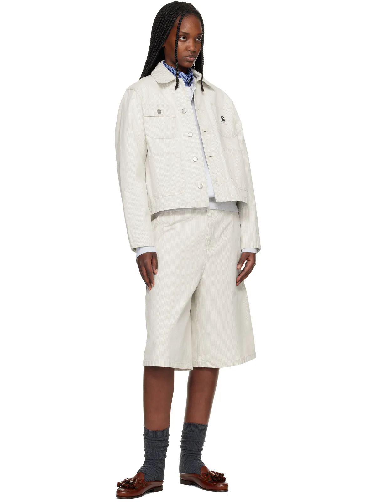 Carhartt Work In Progress Mercer Stripe デニム チョアジャケット - 画像4