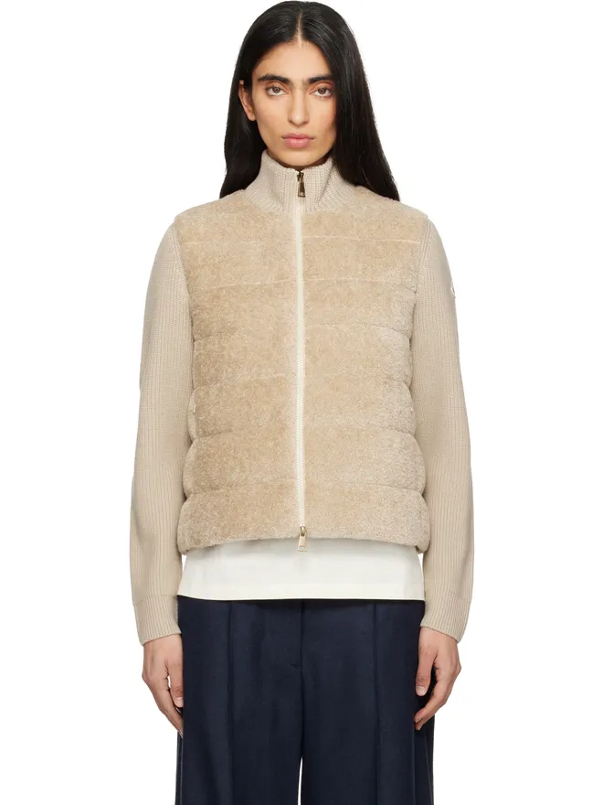 Moncler Moncler パデッドテディ＆ウール ジップアップ ダウンジャケットの商品画像