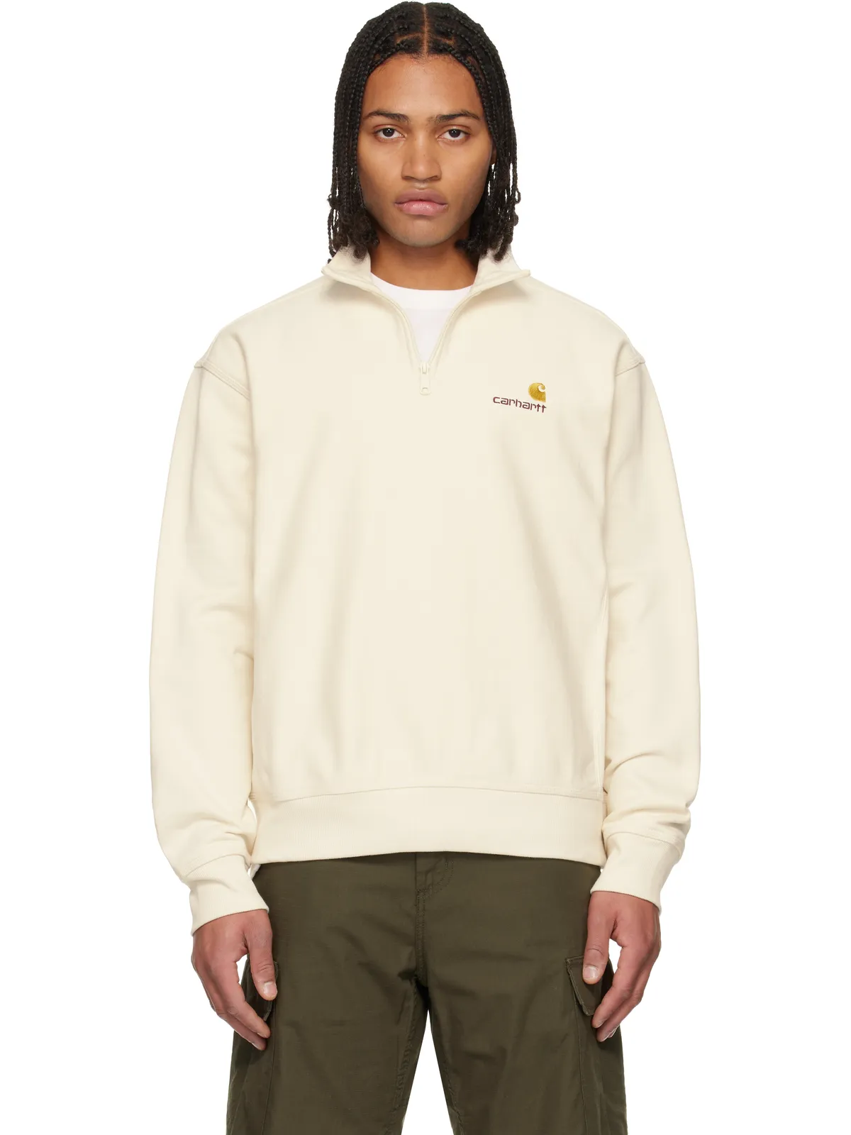 Carhartt Work In Progress American Script ハーフジップ スウェットシャツ - 画像1