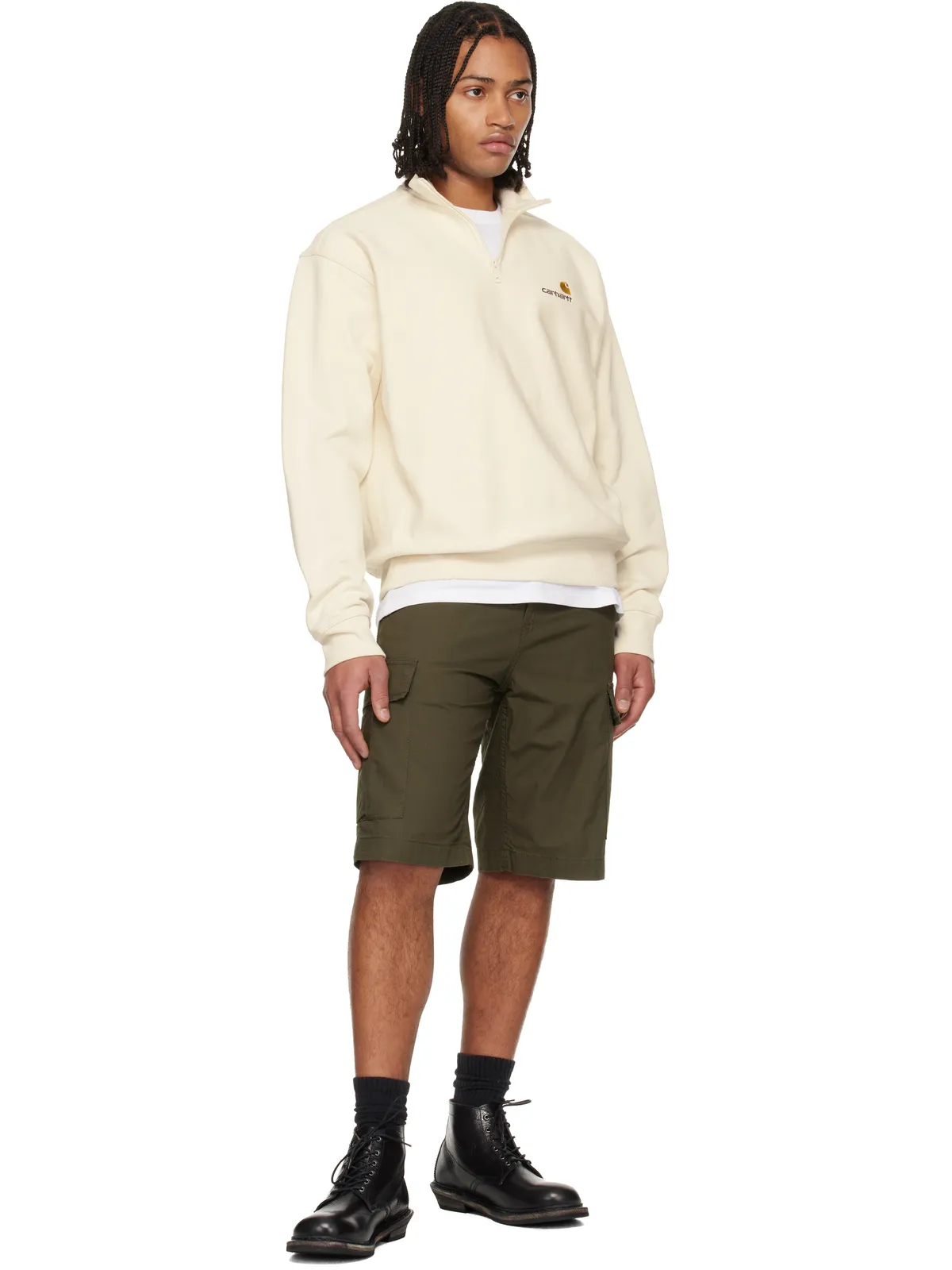 Carhartt Work In Progress American Script ハーフジップ スウェットシャツ - 画像4
