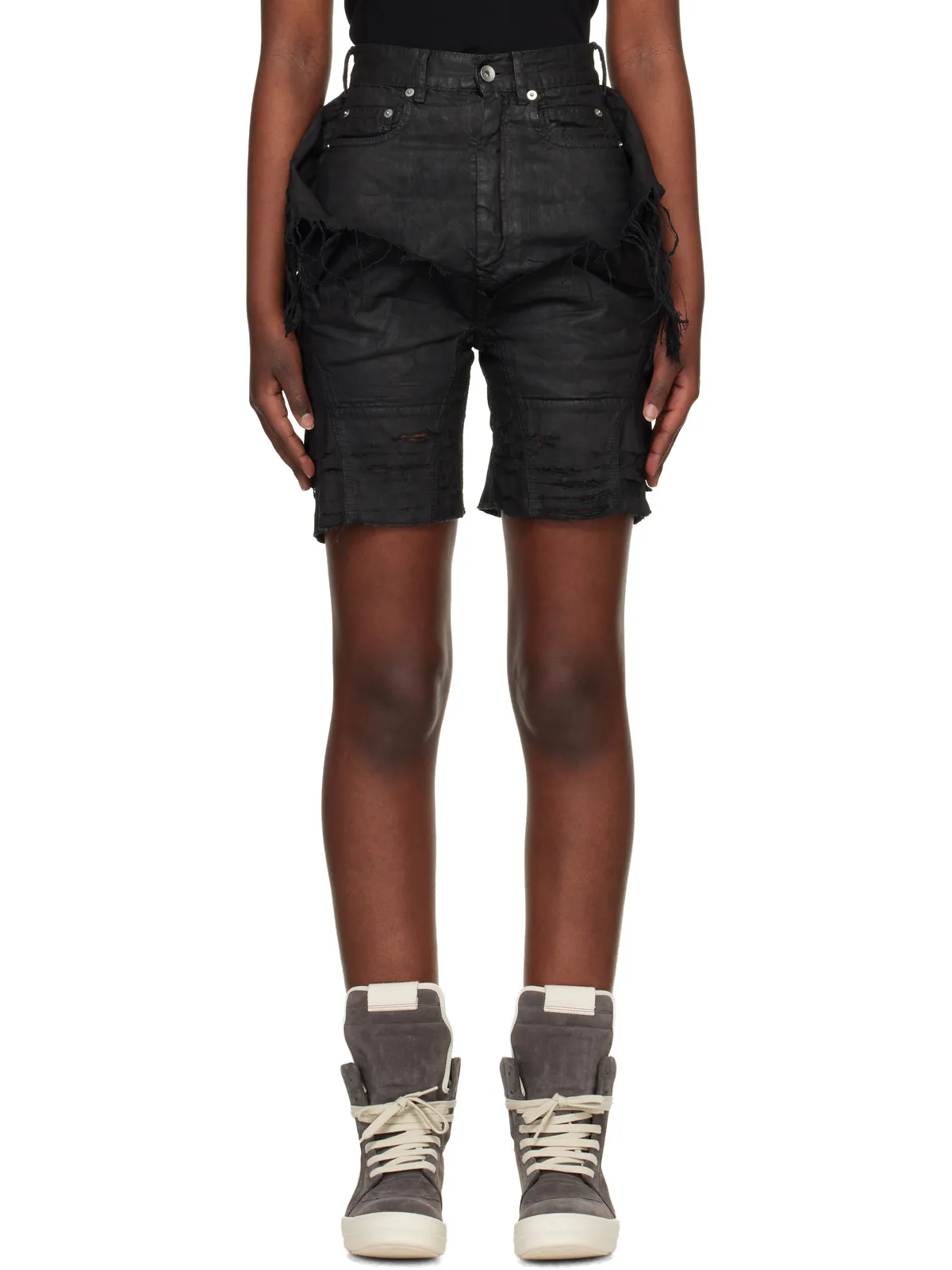 Rick Owens DRKSHDW Temple Slivered Tight Cutoff デニムショートパンツ - 画像1