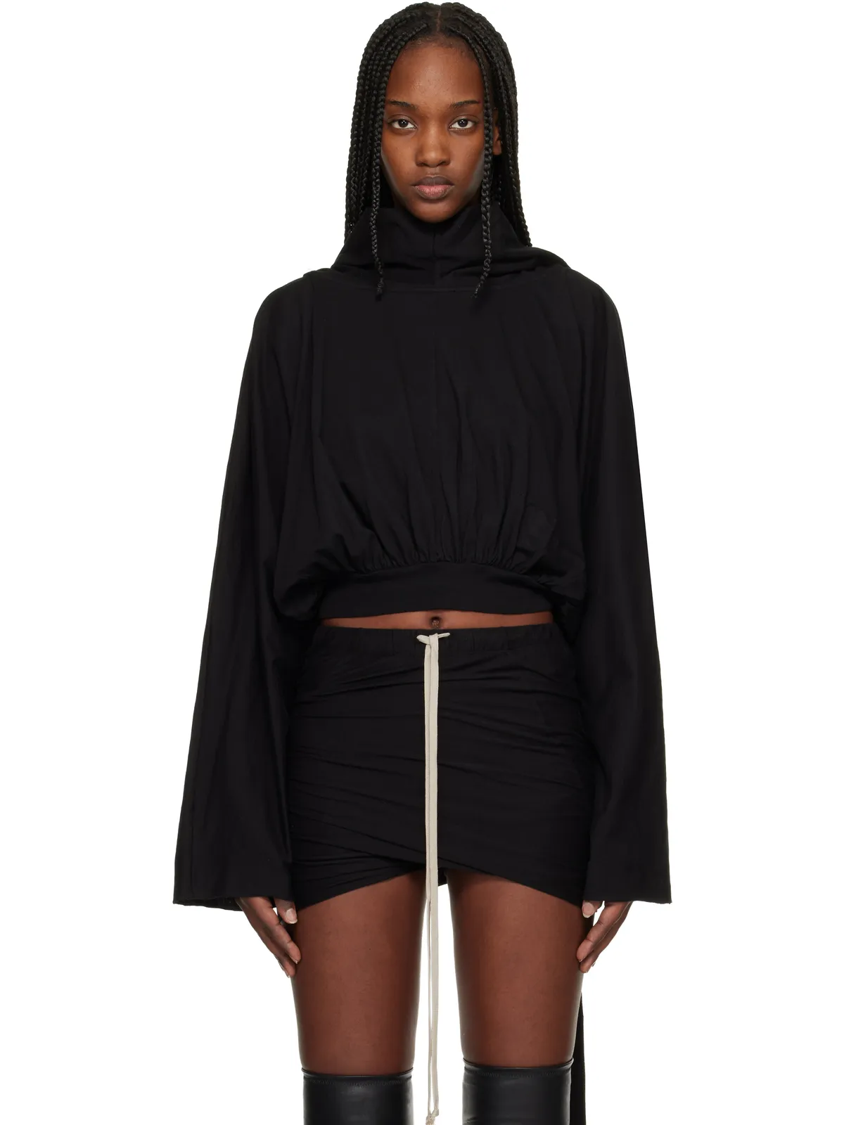 Rick Owens DRKSHDW Temple クロップド フーディ - 画像1