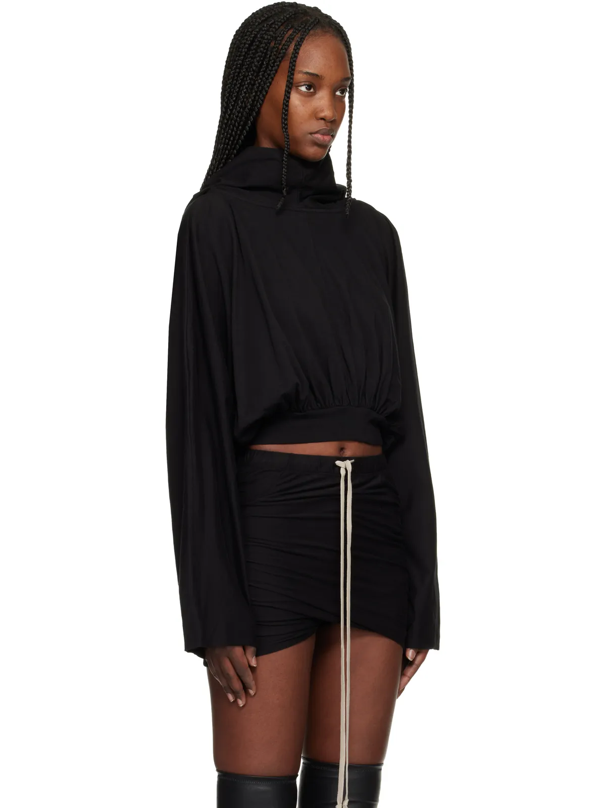 Rick Owens DRKSHDW Temple クロップド フーディ - 画像2