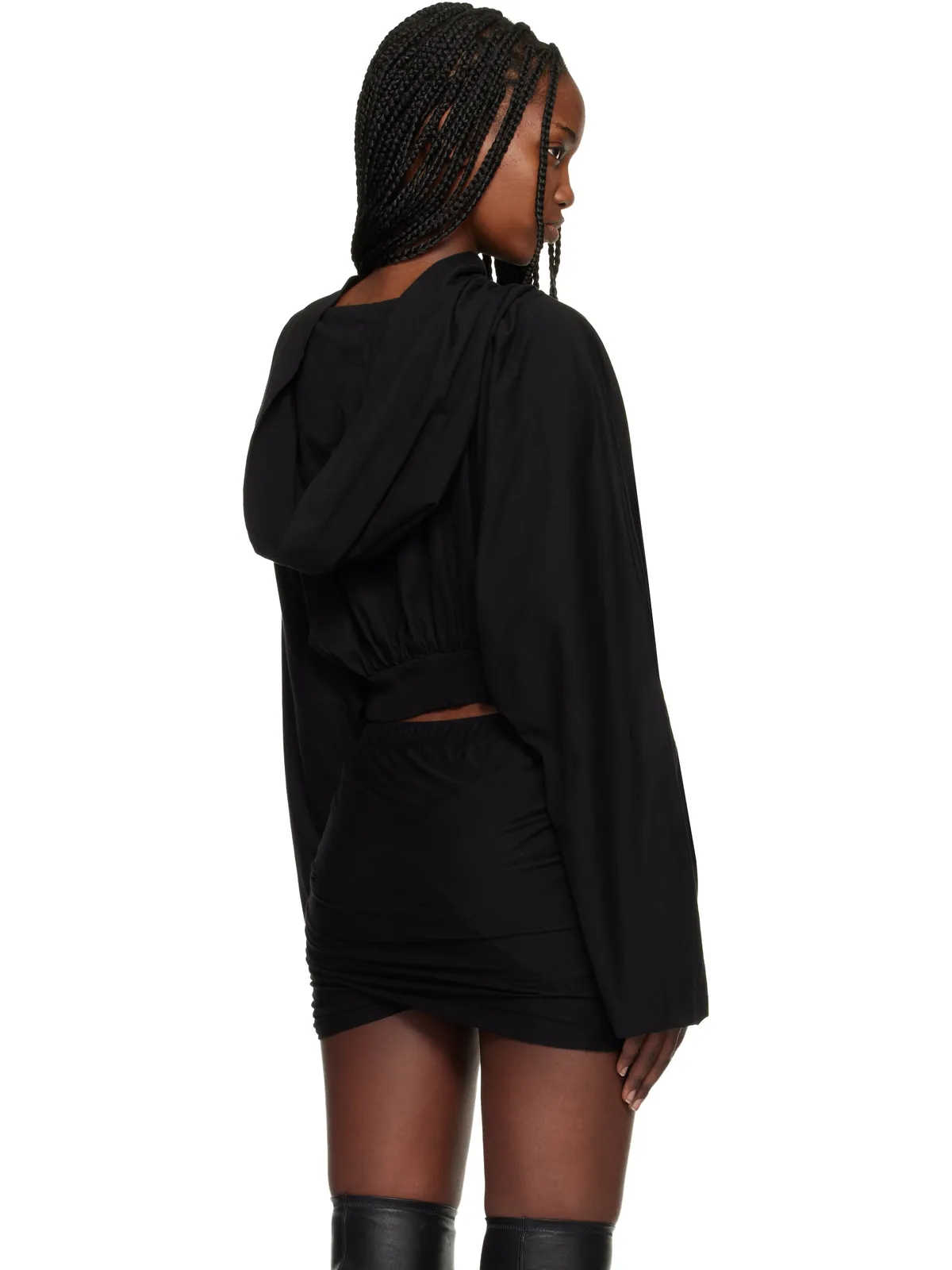 Rick Owens DRKSHDW Temple クロップド フーディ - 画像3