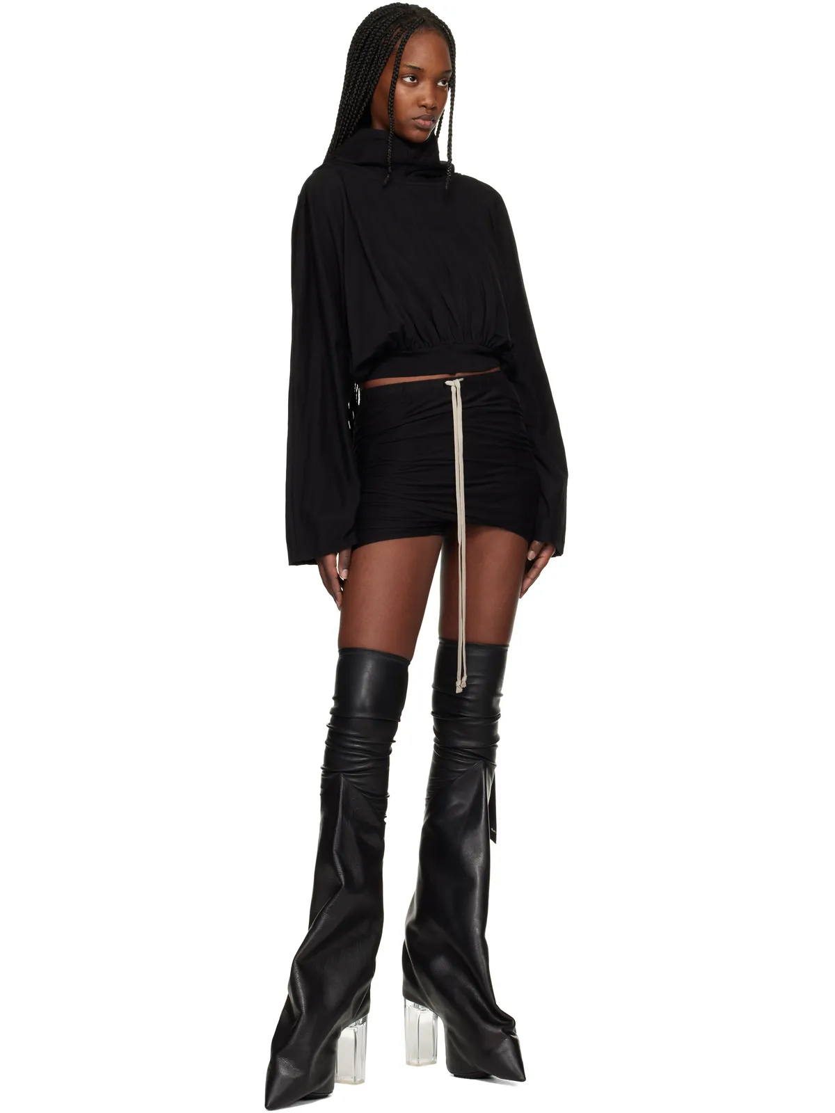 Rick Owens DRKSHDW Temple クロップド フーディ - 画像4