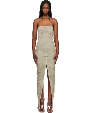 Rick Owens DRKSHDW Temple Sliced ビスチェ デニム マキシドレス - サムネイル1