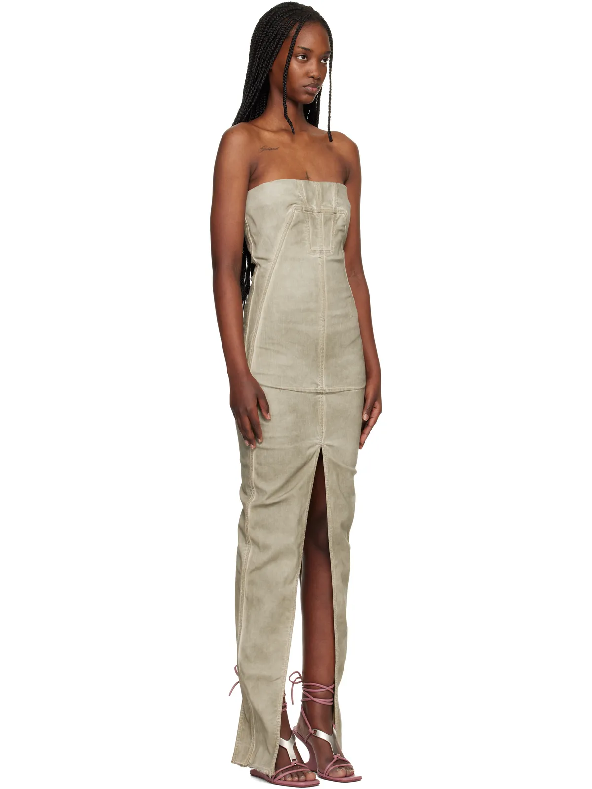 Rick Owens DRKSHDW Temple Sliced ビスチェ デニム マキシドレス - 画像2