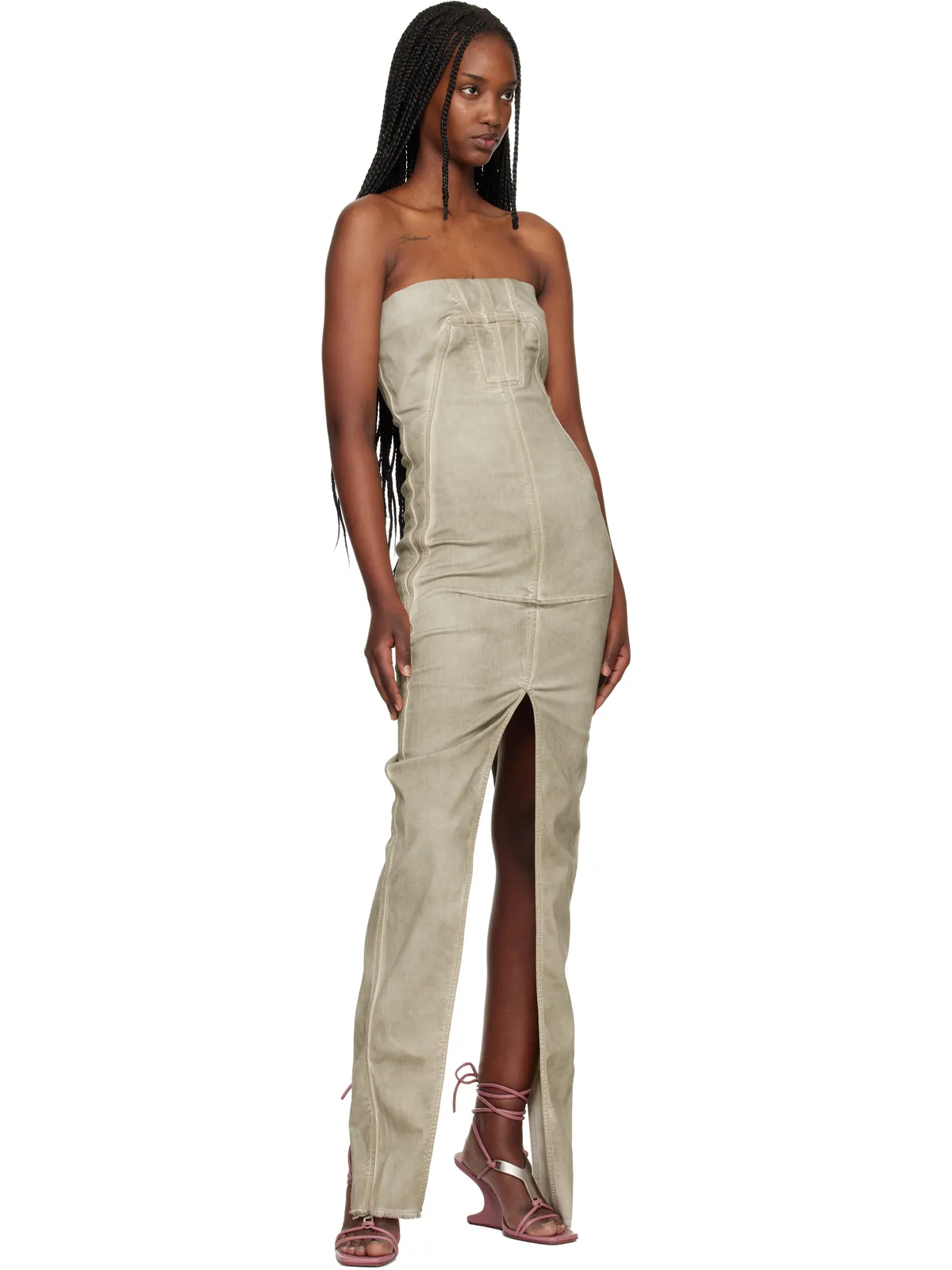 Rick Owens DRKSHDW Temple Sliced ビスチェ デニム マキシドレス - 画像4