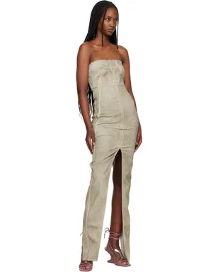 Rick Owens DRKSHDW Temple Sliced ビスチェ デニム マキシドレス - サムネイル4