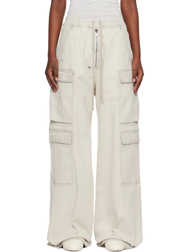 Rick Owens DRKSHDW Rick Owens DRKSHDW オフホワイトTemple Double Jumbo Belas デニム カーゴパンツの商品画像