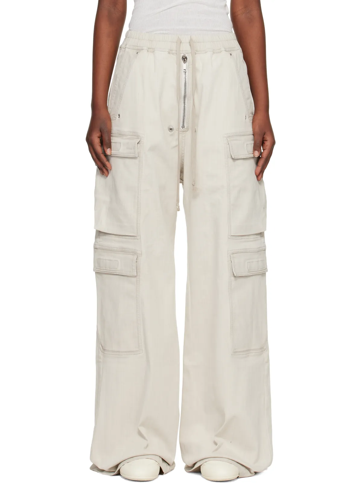 Rick Owens DRKSHDW オフホワイトTemple Double Jumbo Belas デニム カーゴパンツ - 画像1
