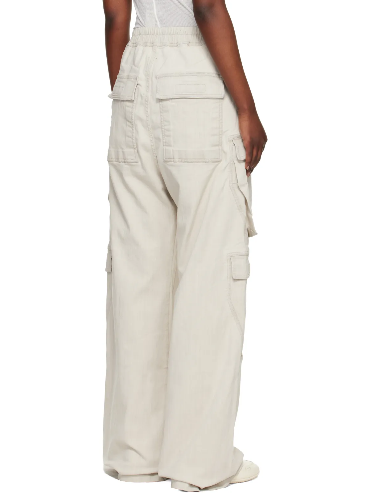 Rick Owens DRKSHDW オフホワイトTemple Double Jumbo Belas デニム カーゴパンツ - 画像3