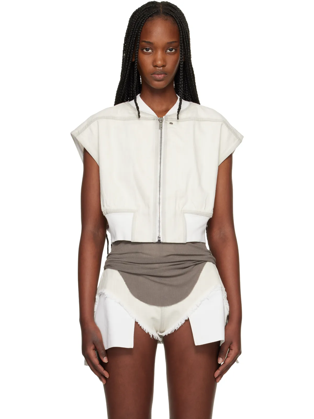 Rick Owens DRKSHDW Temple Tatlin Denim Bomber ベスト - 画像1
