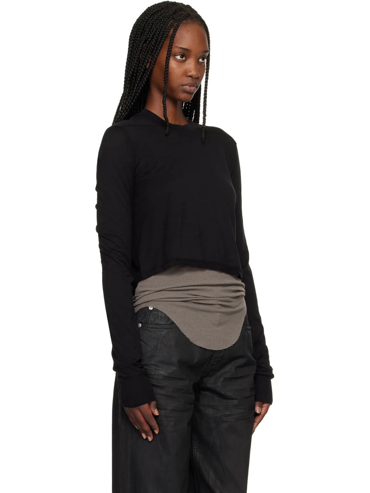 Rick Owens DRKSHDW Temple Cropped Level LS Tシャツ - 画像2