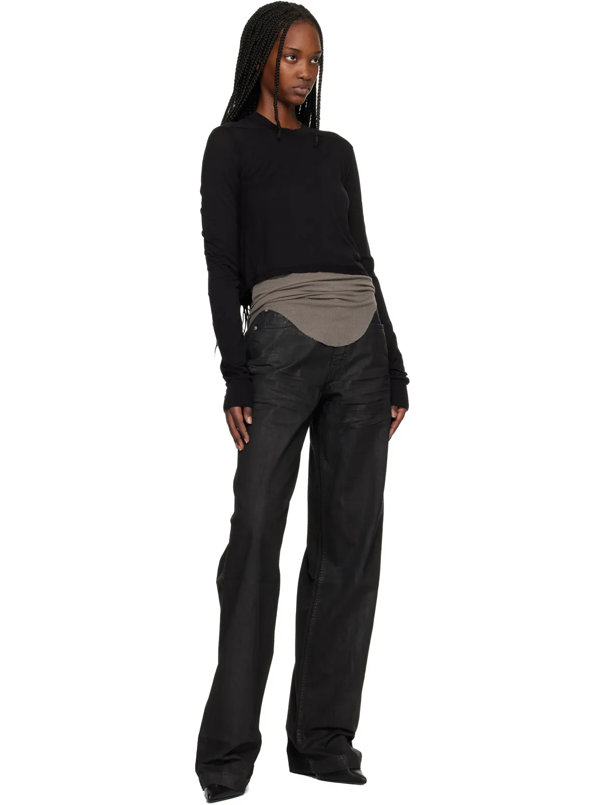 Rick Owens DRKSHDW Temple Cropped Level LS Tシャツ - 画像4