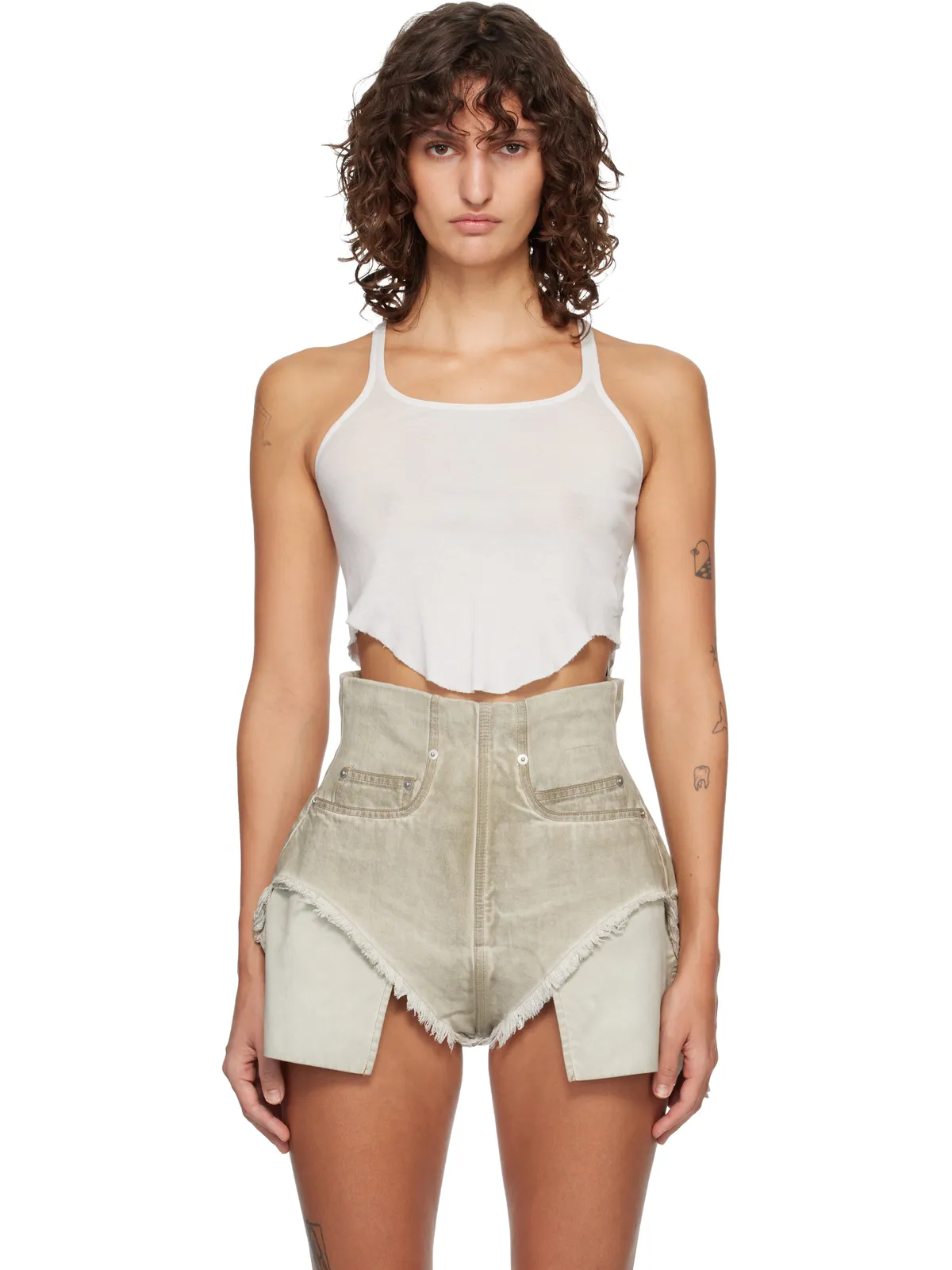 Rick Owens DRKSHDW Temple Basic クロップド タンクトップ - 画像1