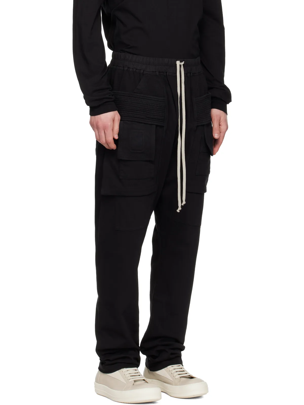 Rick Owens DRKSHDW ブラック Temple Creatch カーゴパンツ - 画像2