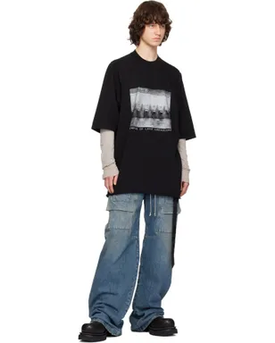 Rick Owens DRKSHDW ブルー Temple Wide Creatch カーゴジーンズ - サムネイル4