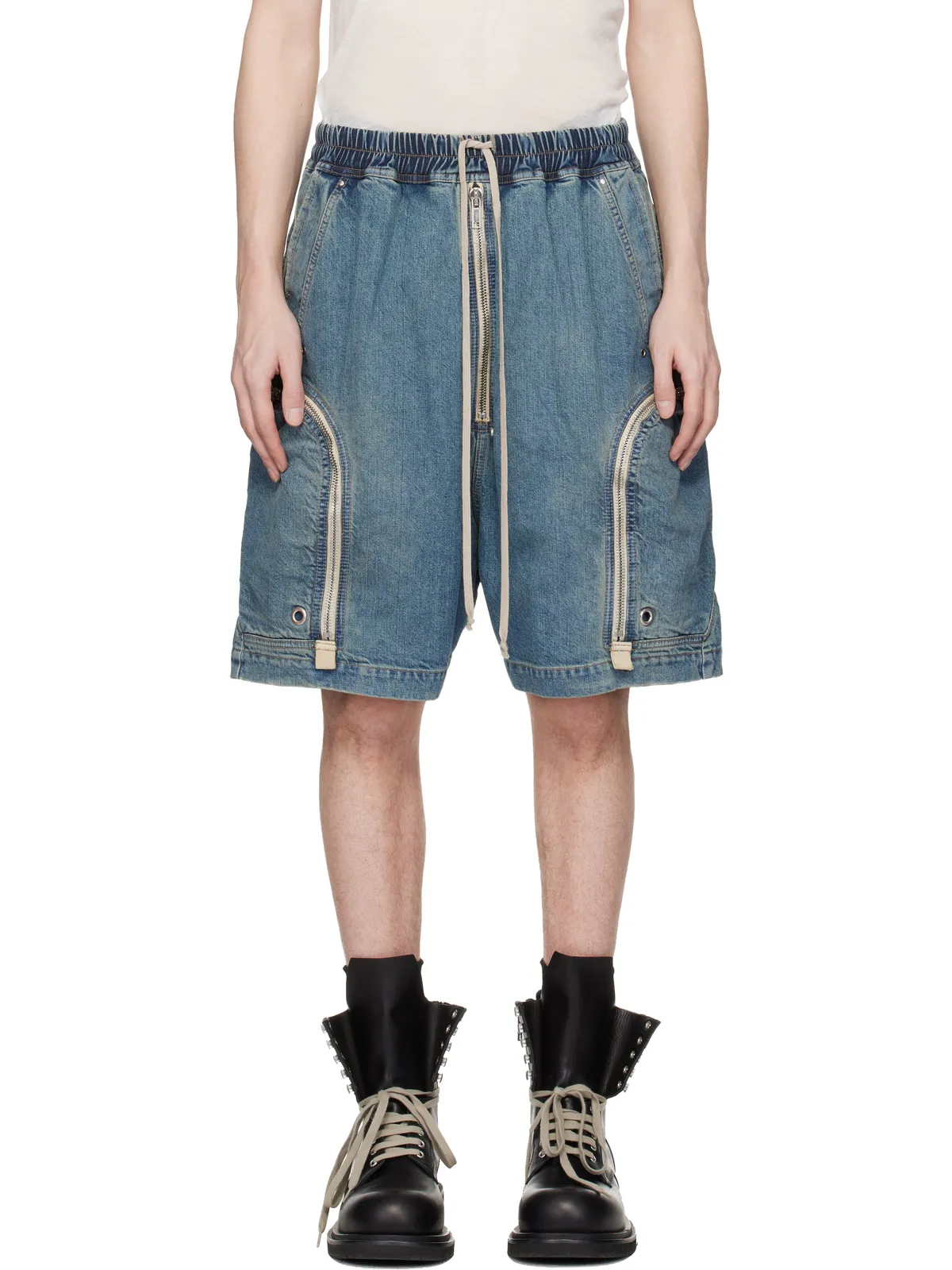 Rick Owens DRKSHDW Temple Bauhaus Pods デニムショートパンツ - 画像1