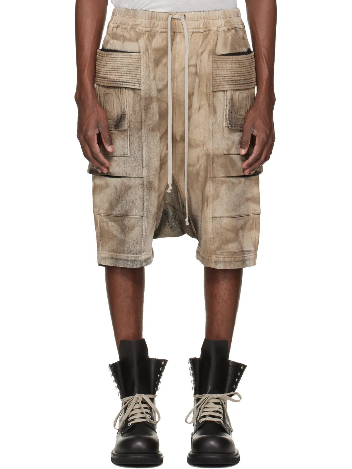 Rick Owens DRKSHDW Temple Creatch Pods デニム カーゴショートパンツ - 画像1