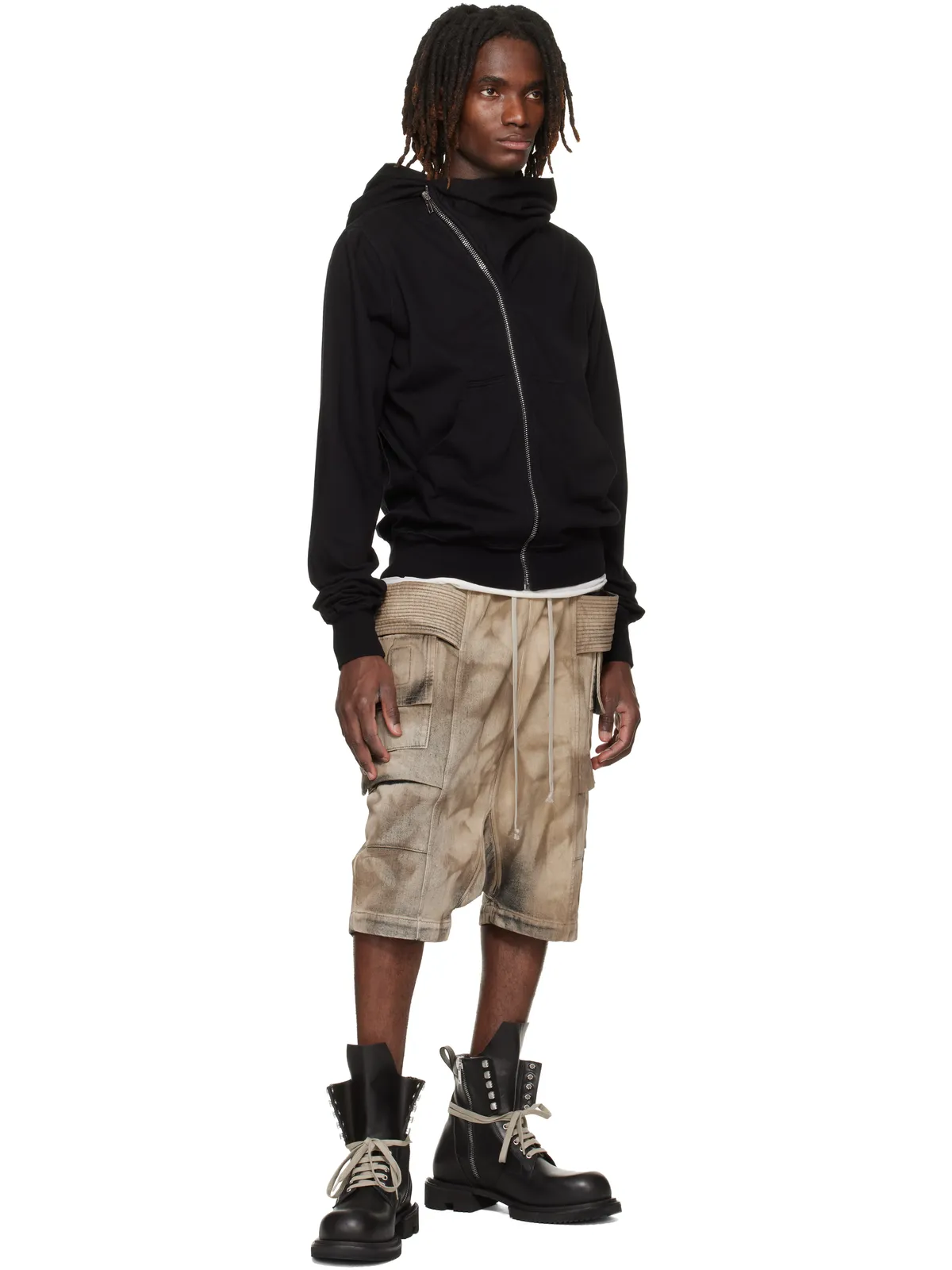 Rick Owens DRKSHDW Temple Creatch Pods デニム カーゴショートパンツ - 画像4