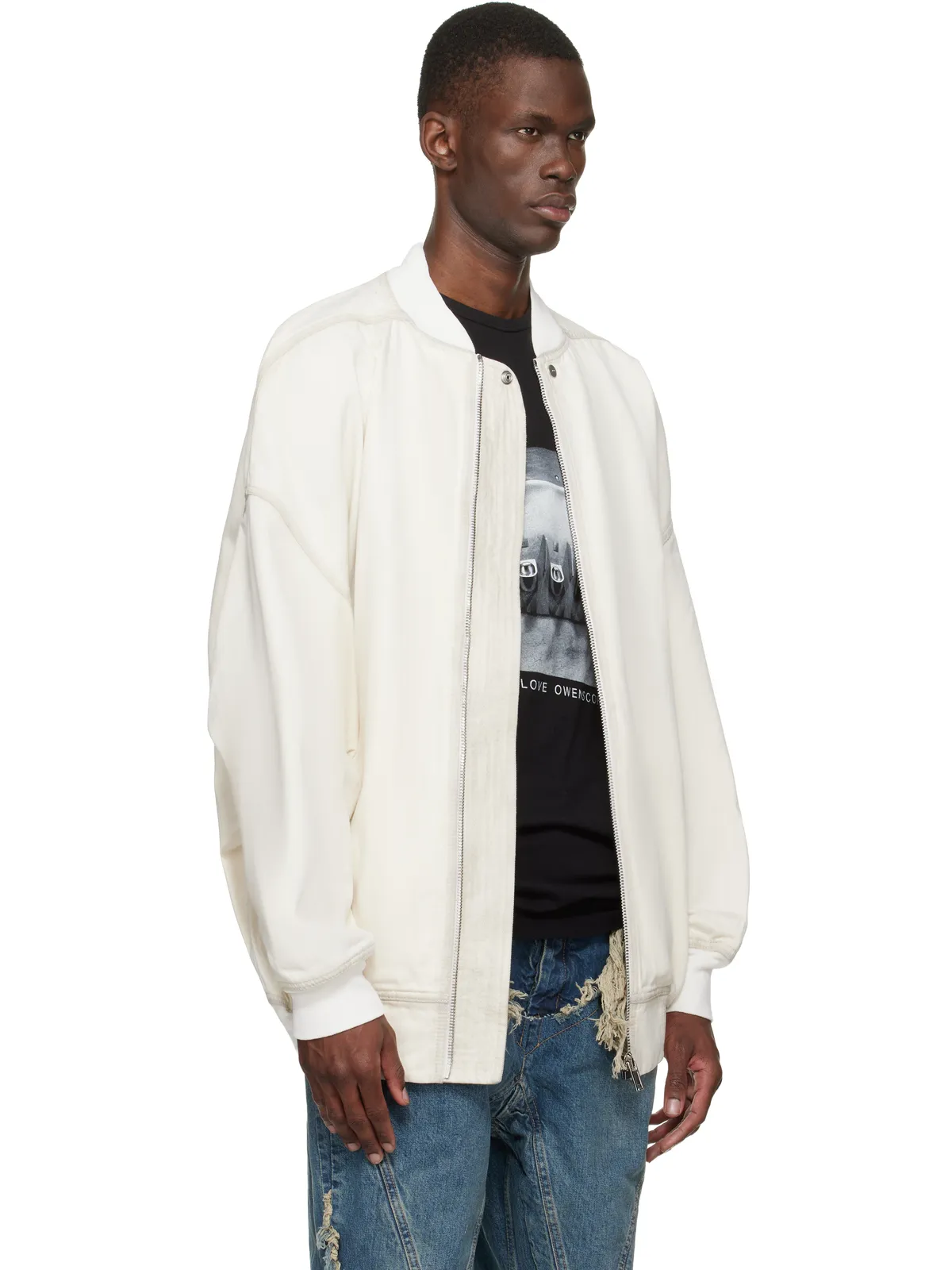 Rick Owens DRKSHDW Temple Jumbo デニム フライトジャケット - 画像2