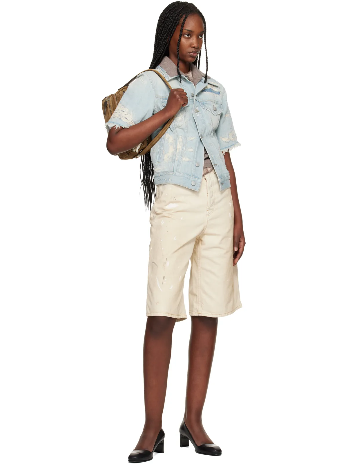 Acne Studios ディストレス デニムショートパンツ - 画像4