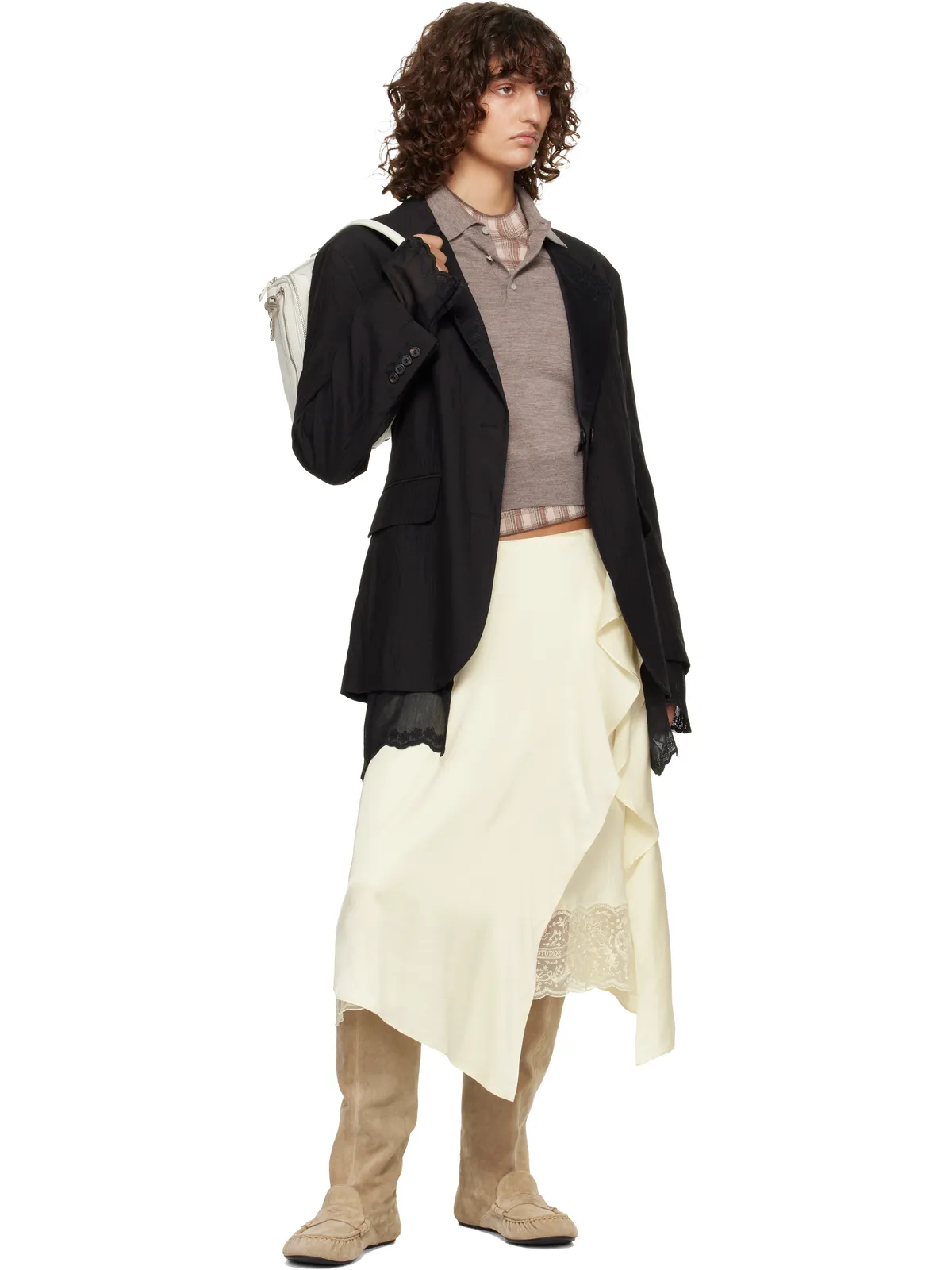 Acne Studios レイヤード サテン ミディアムスカート - 画像4