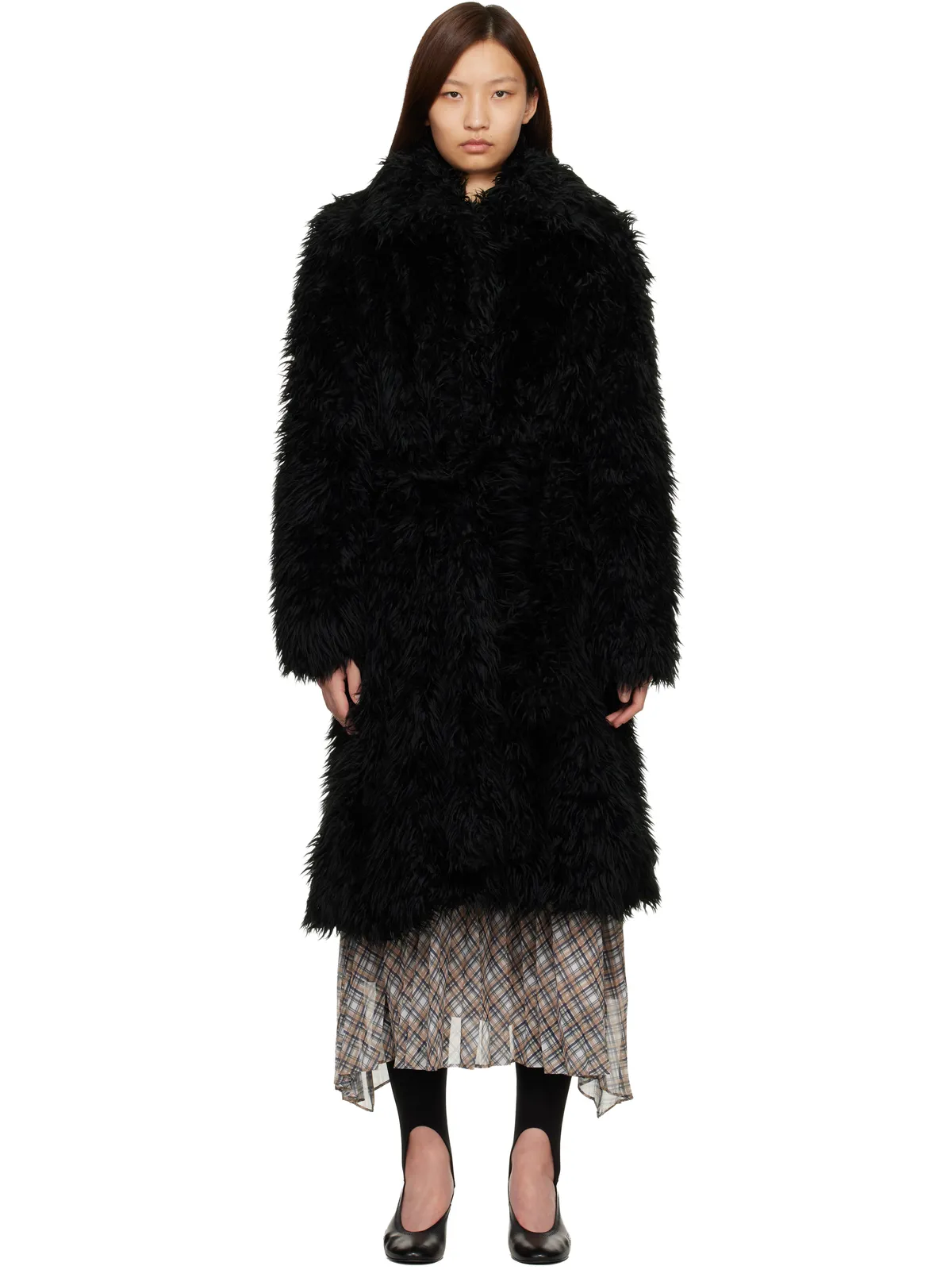 Acne Studios ベルト フェイクファー コート - 画像1