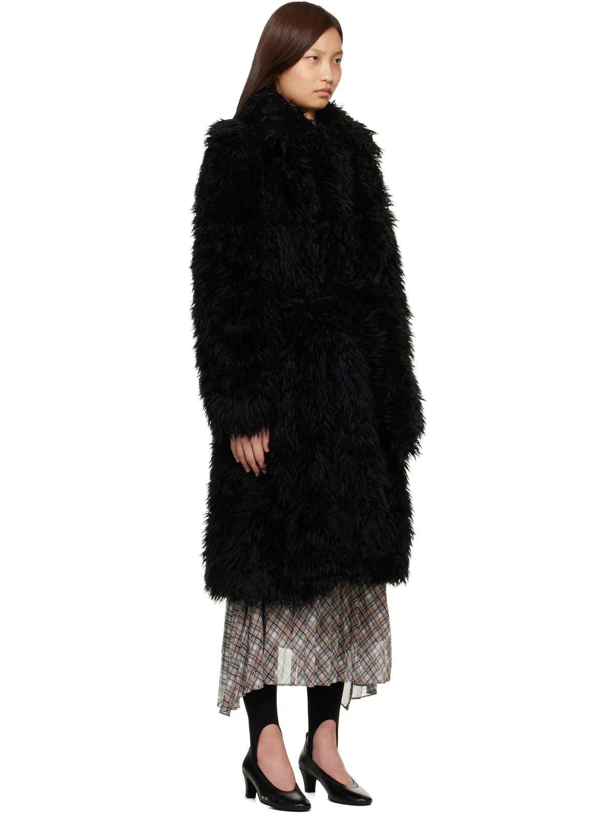 Acne Studios ベルト フェイクファー コート - 画像2