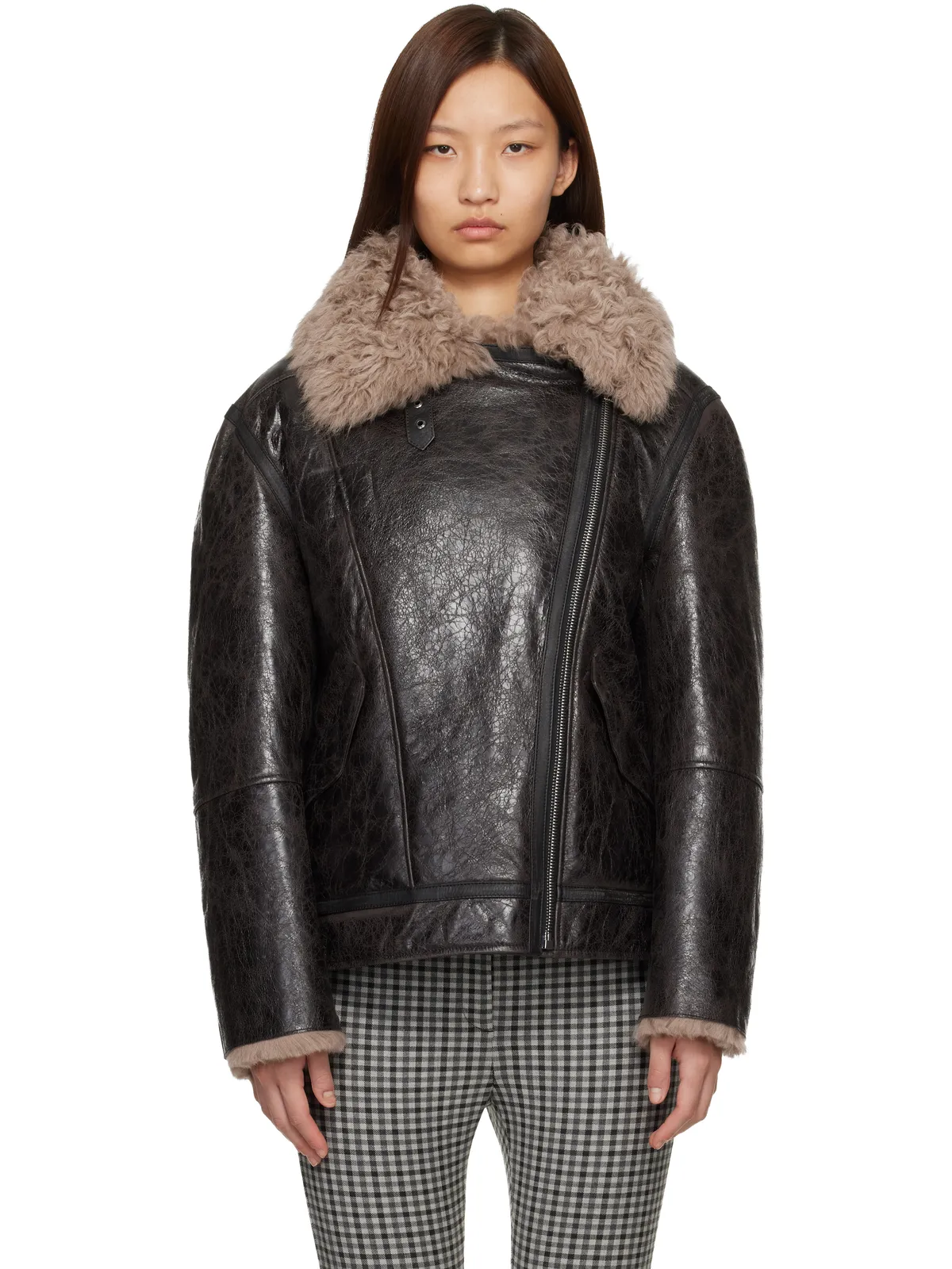 Acne Studios レザー シアリングジャケット - 画像1