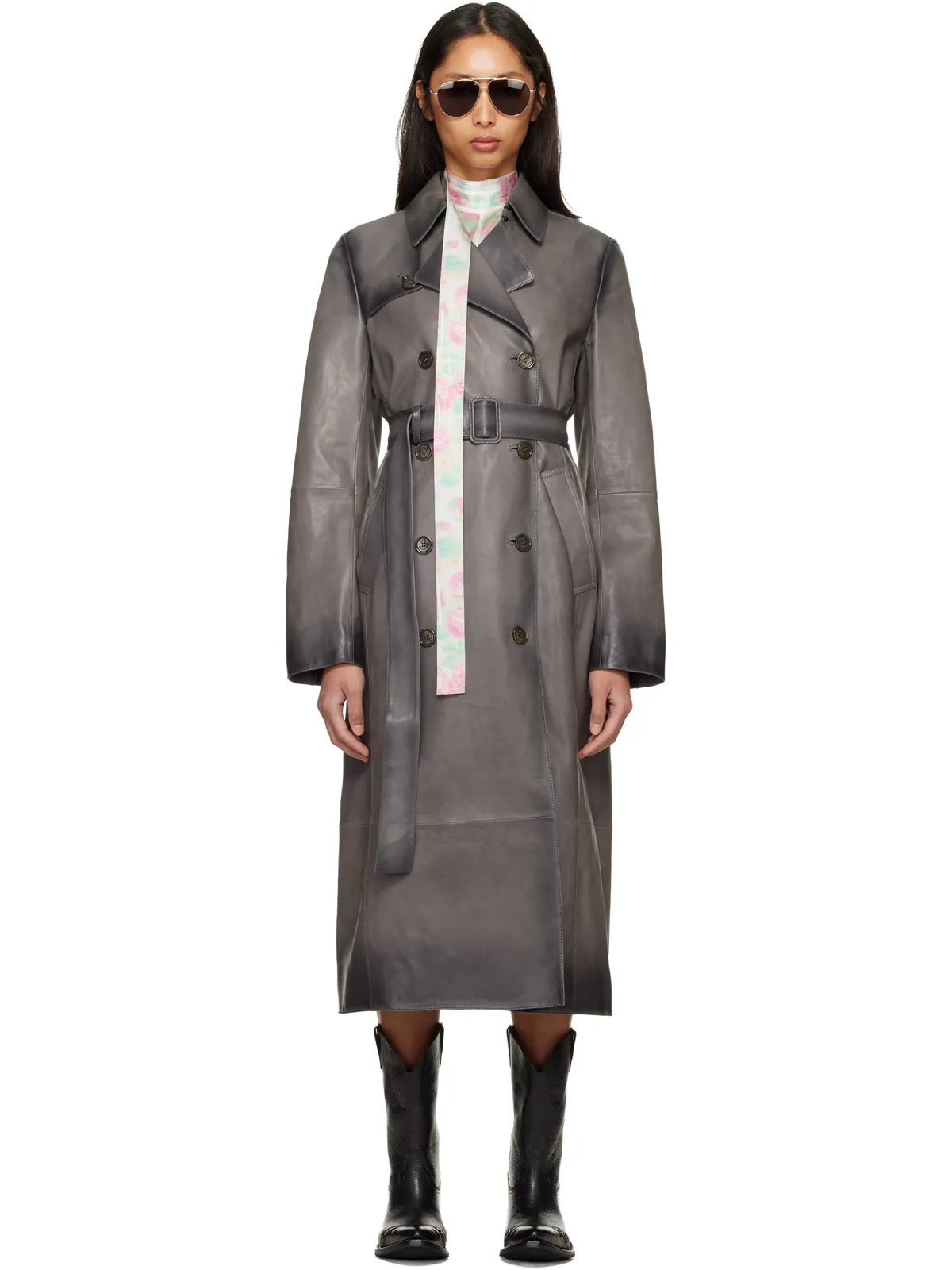 Acne Studios オンブレ レザー トレンチコート - 画像1