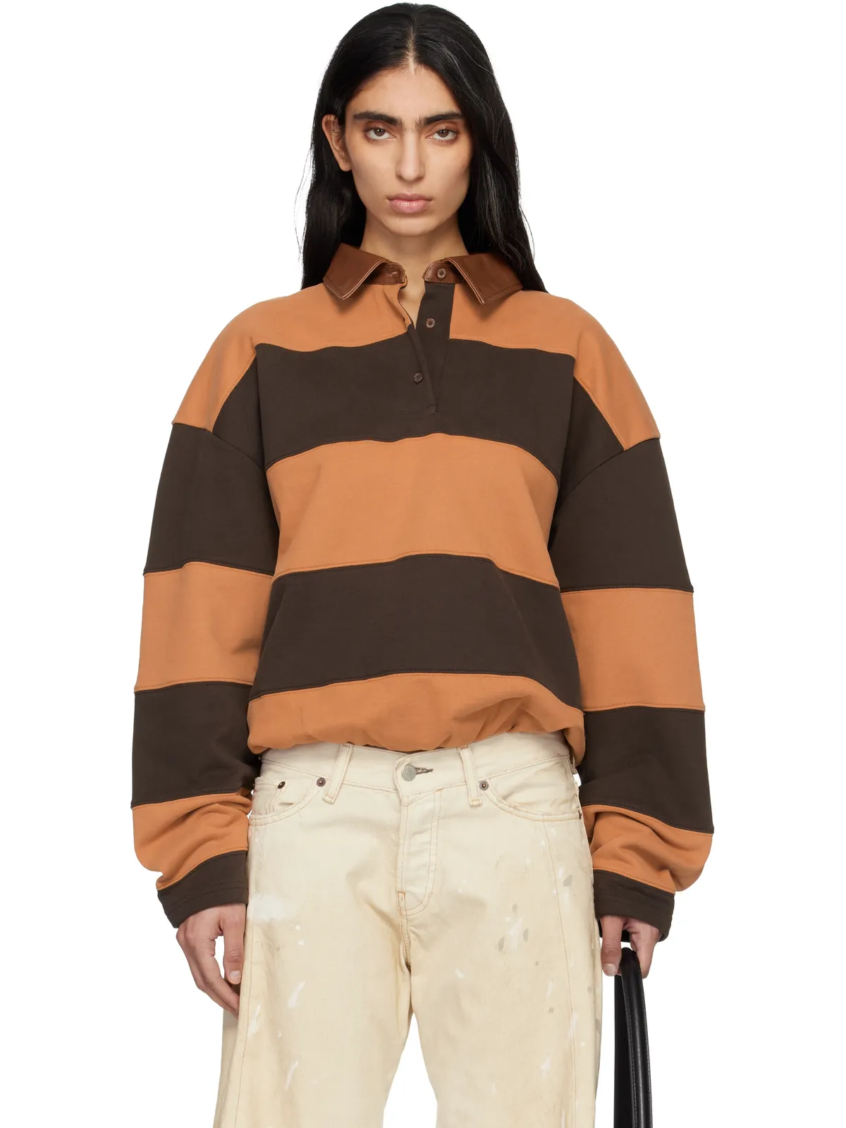 Acne Studios ボーダー ポロシャツ - 画像1
