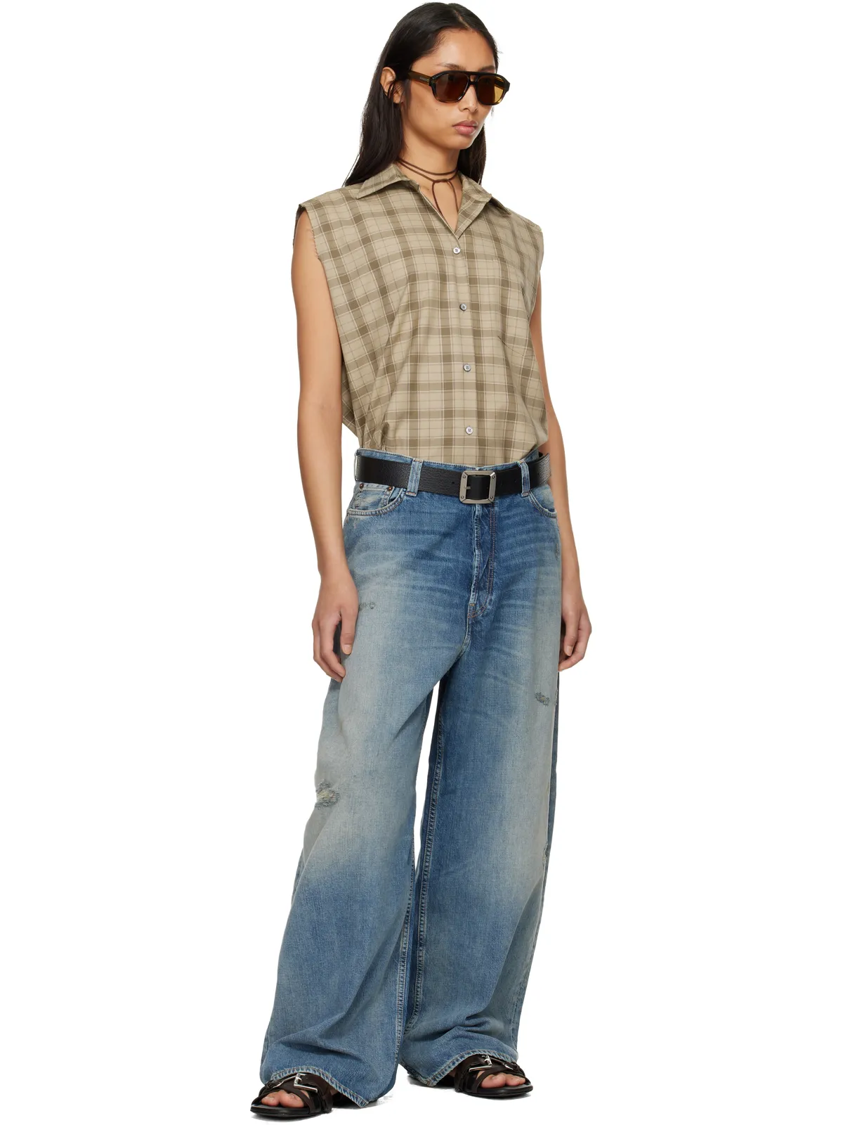 Acne Studios チェック ボタンアップ ベスト - 画像5