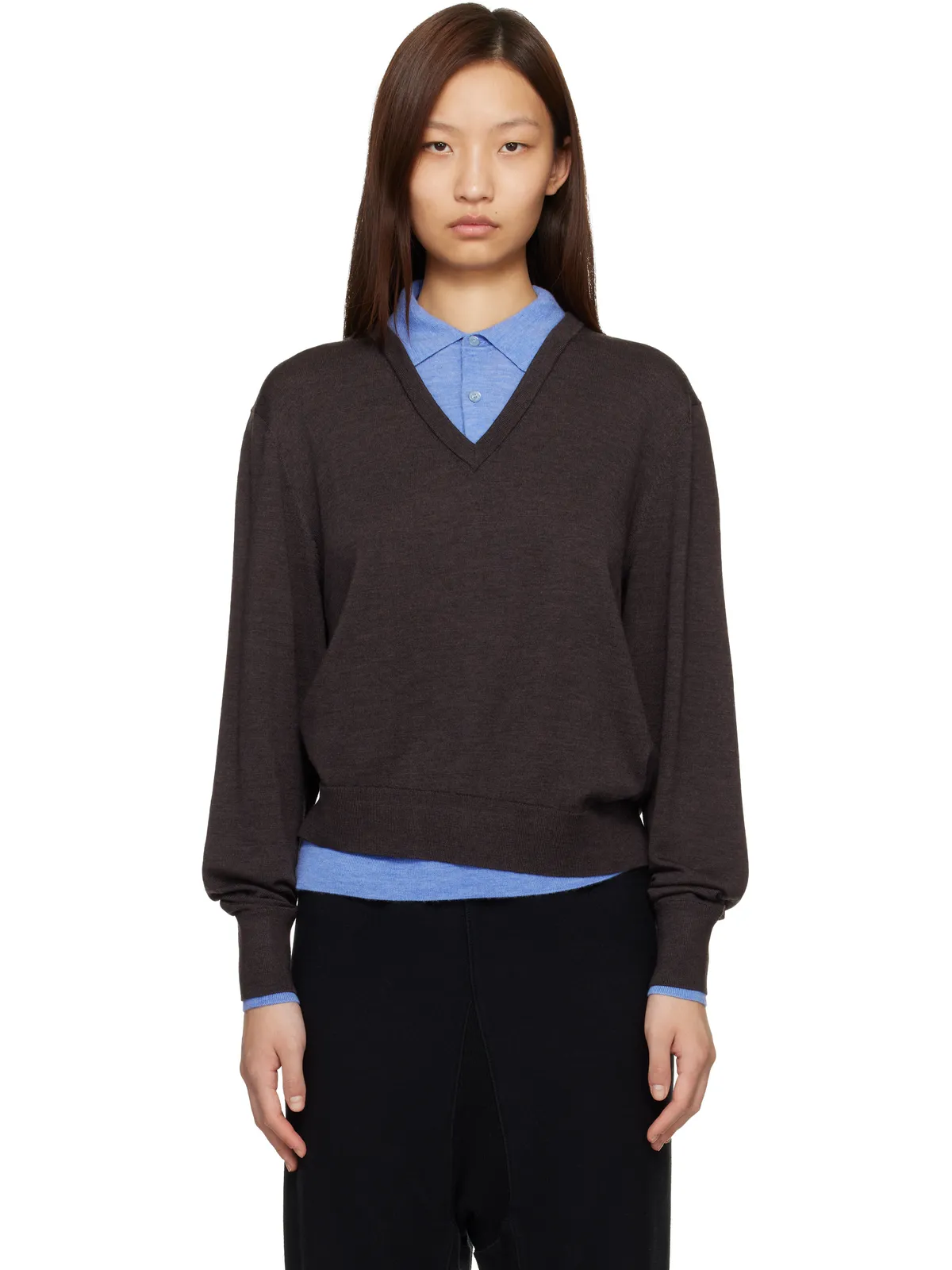 Acne Studios レイヤード ウール ニット セーター - 画像1