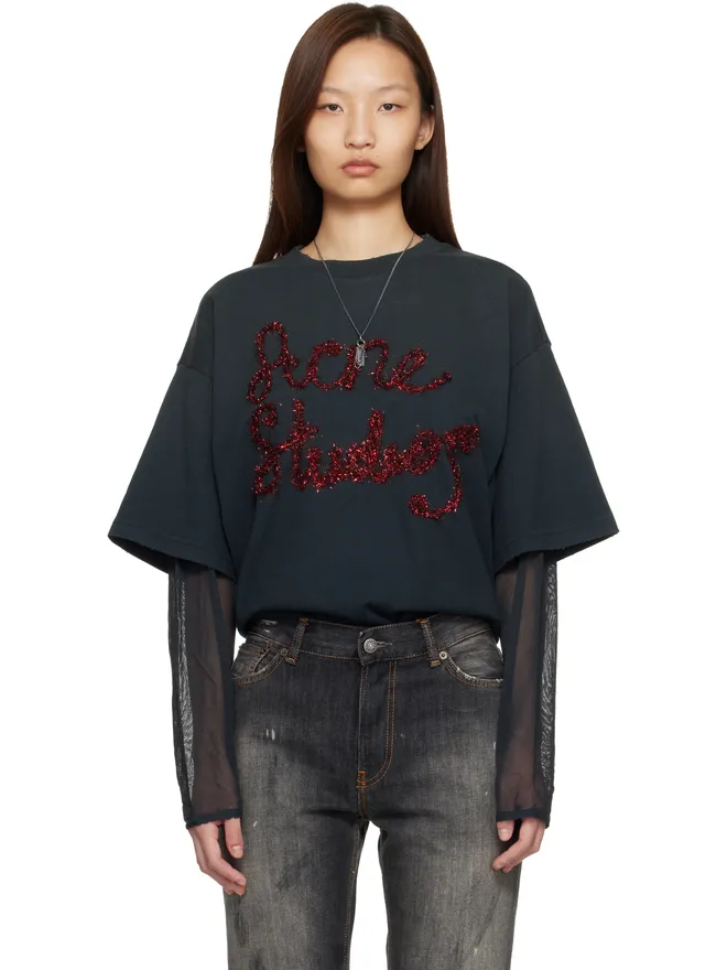 Acne Studios Acne Studios レイヤード ロゴ Tシャツの商品画像
