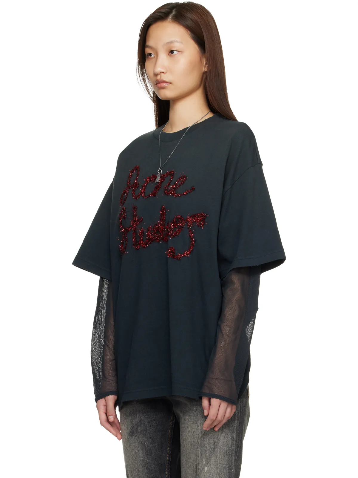 Acne Studios レイヤード ロゴ Tシャツ - 画像4