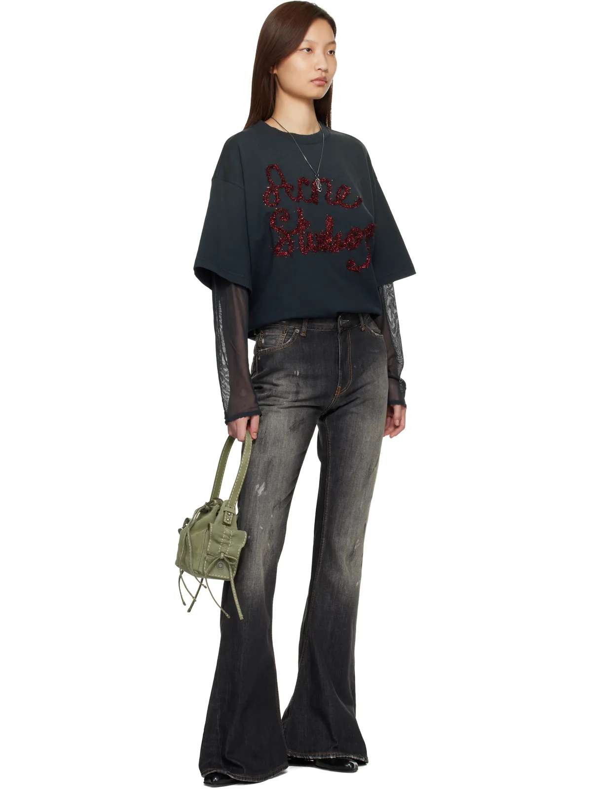 Acne Studios レイヤード ロゴ Tシャツ - 画像5
