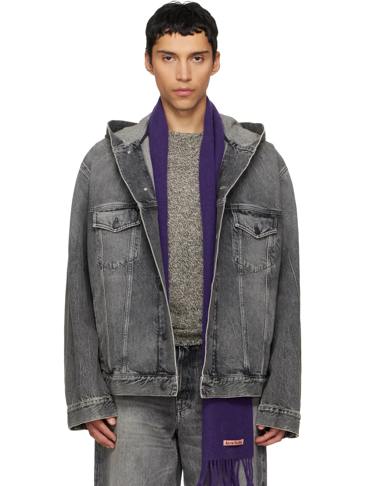 Acne Studios フード付き デニムジャケット - 画像1