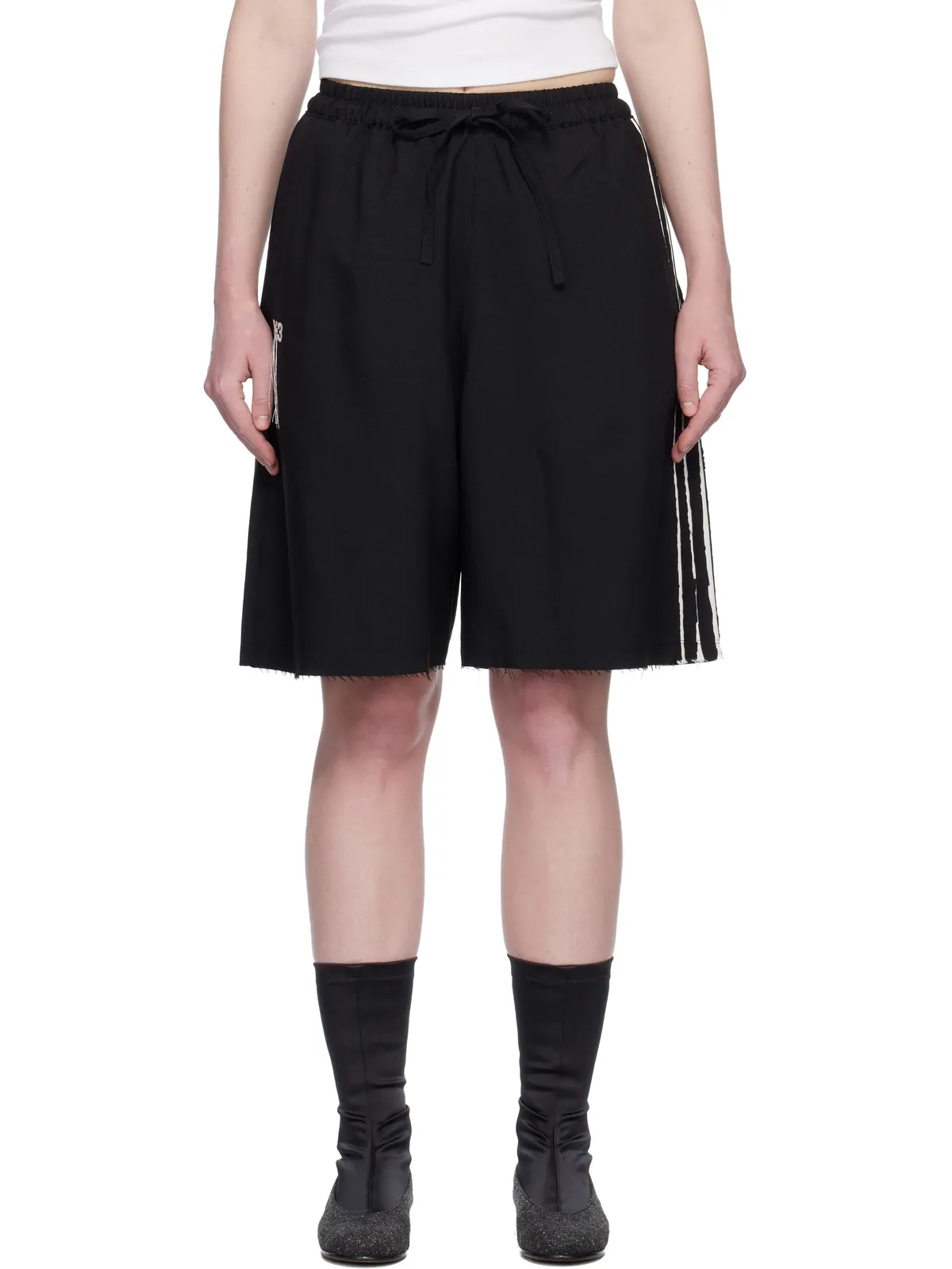 Y-3 Sport Uniform Raw Cut 3 Stripes ショートパンツ - 画像1