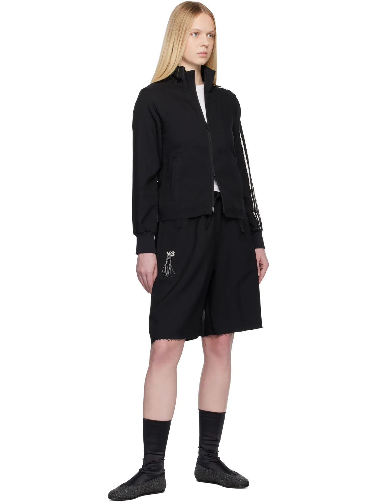 Y-3 Sport Uniform Raw Cut 3 Stripes ショートパンツ - 画像5