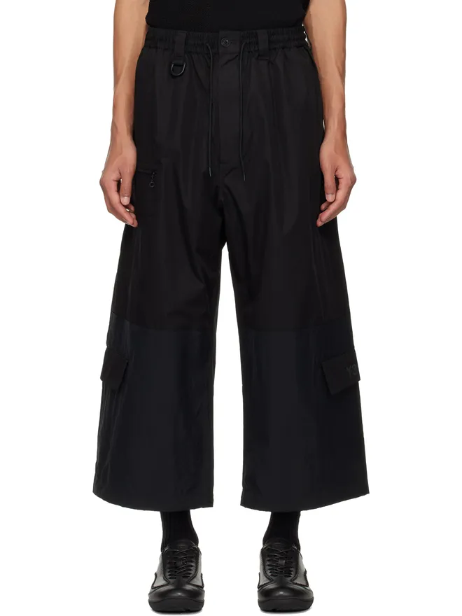 Y-3 Y-3 ブラック クロップド ストレートレッグ カーゴパンツの商品画像