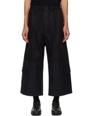 Y-3 ブラック クロップド ストレートレッグ カーゴパンツ - サムネイル1