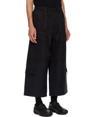 Y-3 ブラック クロップド ストレートレッグ カーゴパンツ - サムネイル2