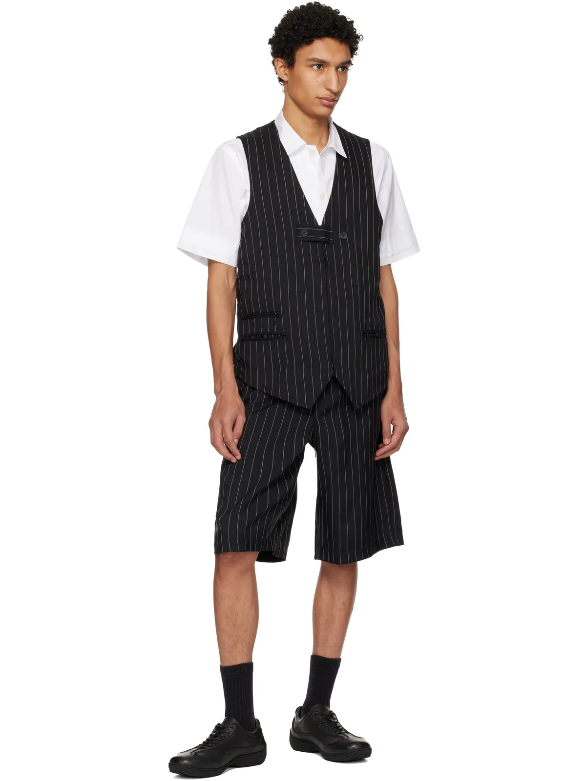 Y-3 Pinstripe Sport Uniform ショートパンツ - 画像4